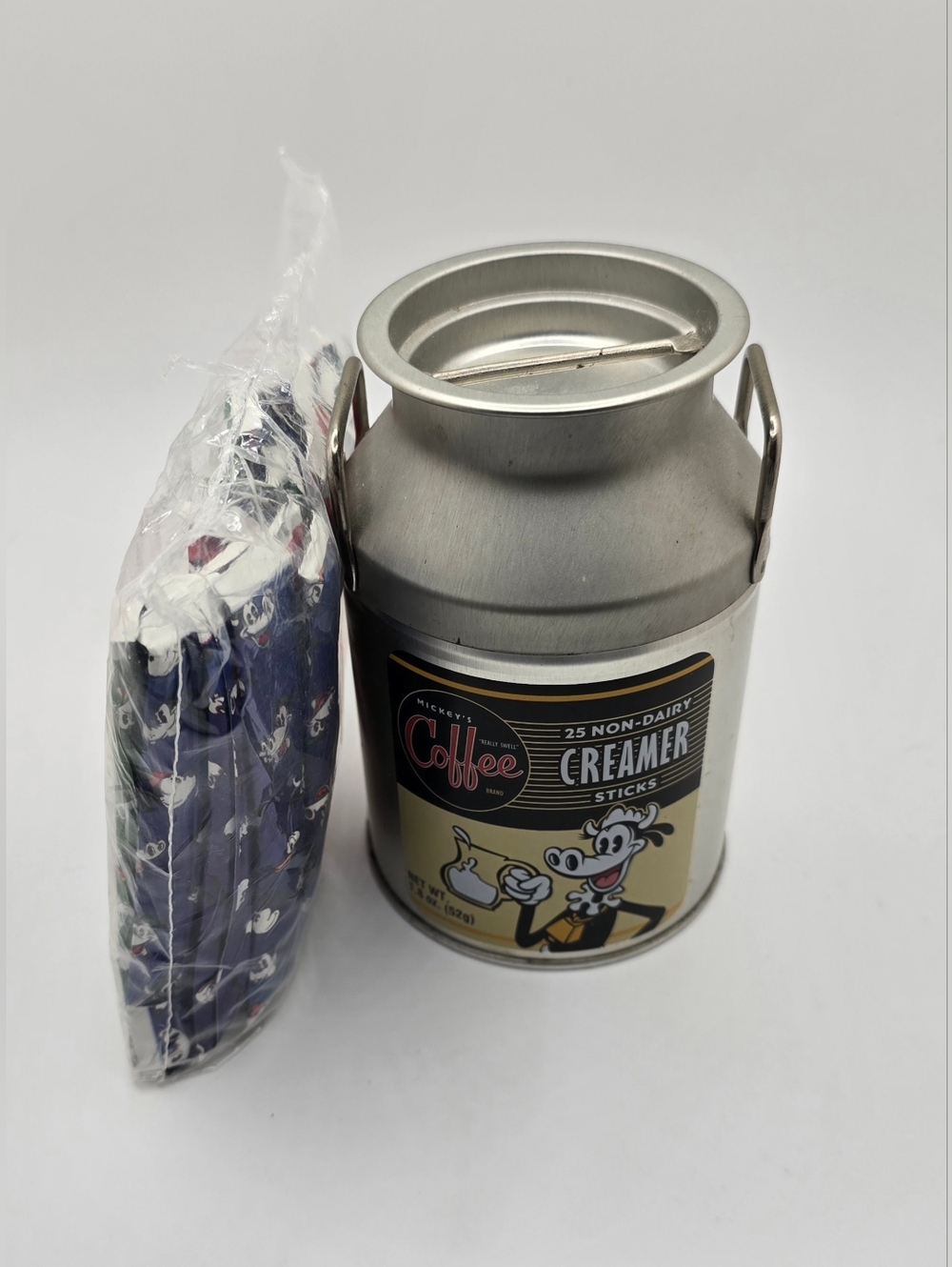 Rare Mickey's "Really Swell" Tin Milk Jug Coffee Creamer Complete With Creamers